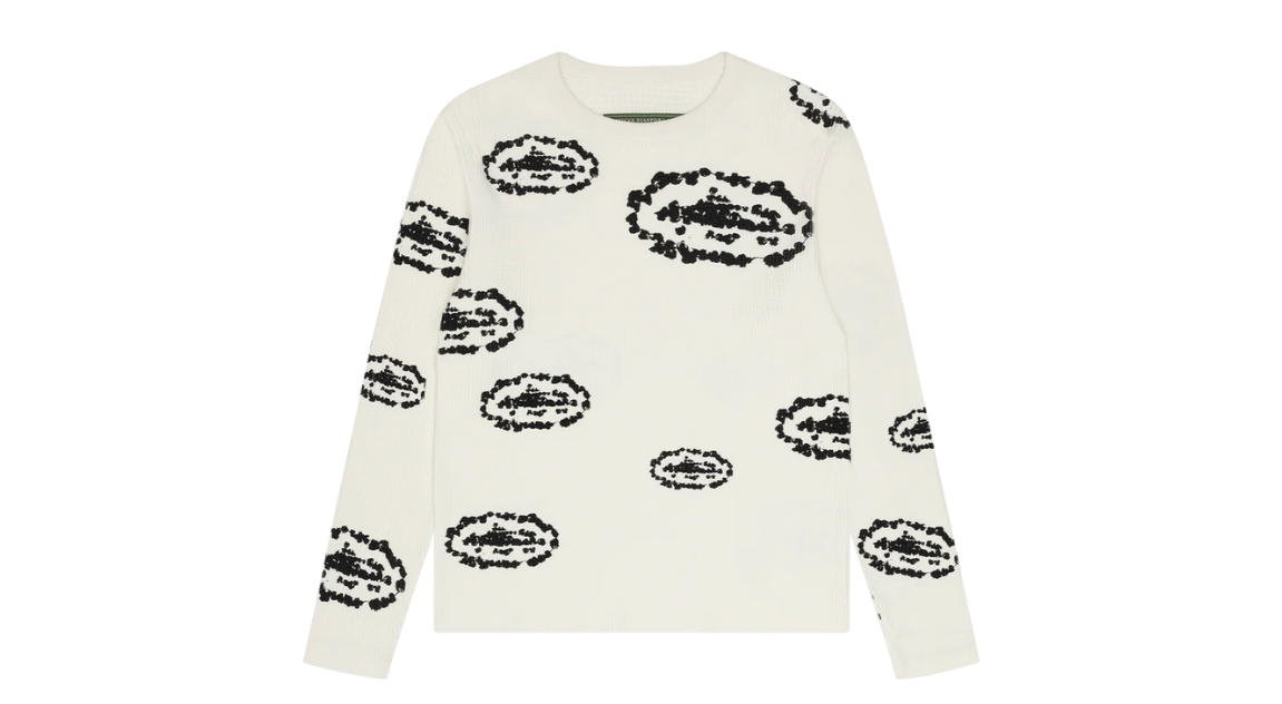Corteiz x Denim Tears Island Crewneck Wreath Waffle Thermal White
