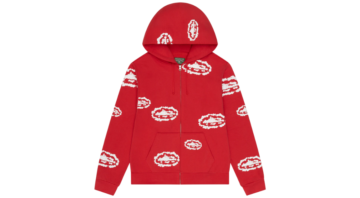 Corteiz x Denim Tears Island Wreath Zip Hoodie Red