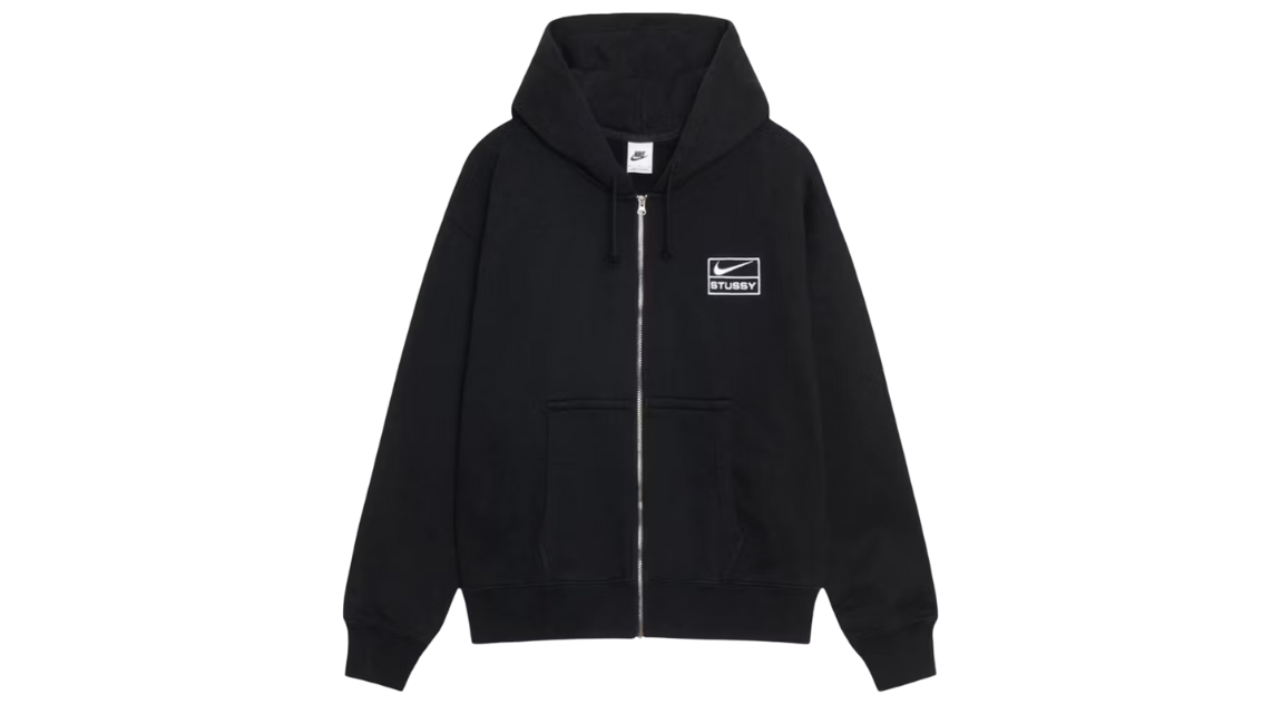 Stussy x Nike Stone Washed Fleece Zip Hoodie Black (FW25)