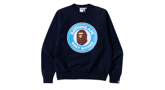 BAPE Classic Busy Works Relaxed Fit Crewneck Sweatshirt Navy