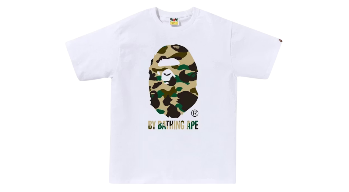 BAPE Camo Big Ape Head Tee White Green Camo