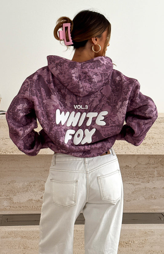 Offstage Printed Oversized Hoodie Berry Floral