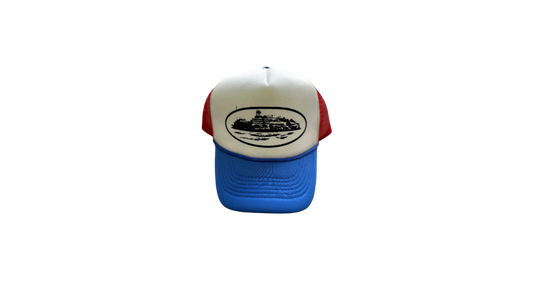 Corteiz Alcatraz Trucker Red White Blue Cap