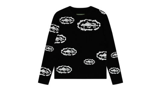 Corteiz x Denim Tears Island Crewneck Wreath Waffle Thermal Black