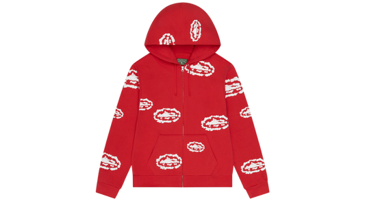 Corteiz x Denim Tears Island Wreath Zip Hoodie Red