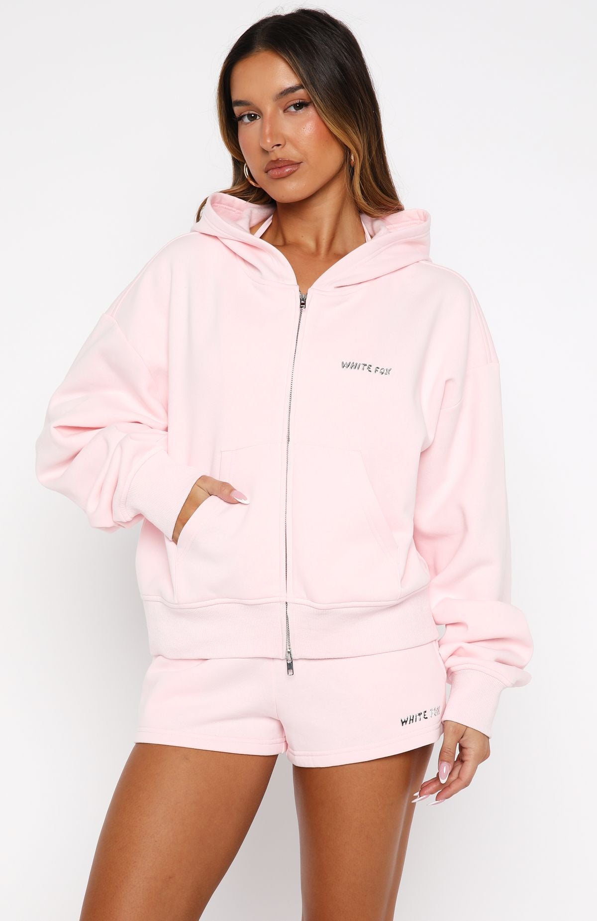 Test Drive Boxy Zip Front Hoodie Icy Pink