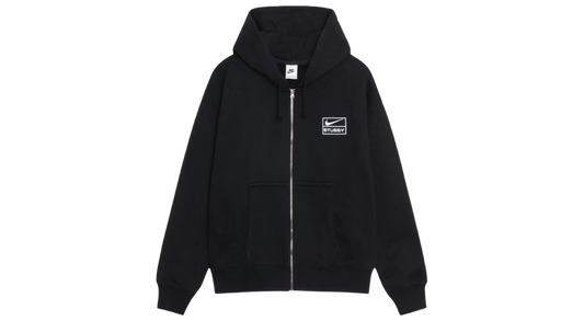 Stussy x Nike Stone Washed Fleece Zip Hoodie Black (FW25)