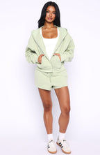 Can't Miss It Boxy Zip Front Hoodie Sage