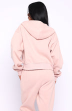 Can't Miss It Boxy Zip Front Hoodie Dusty Pink