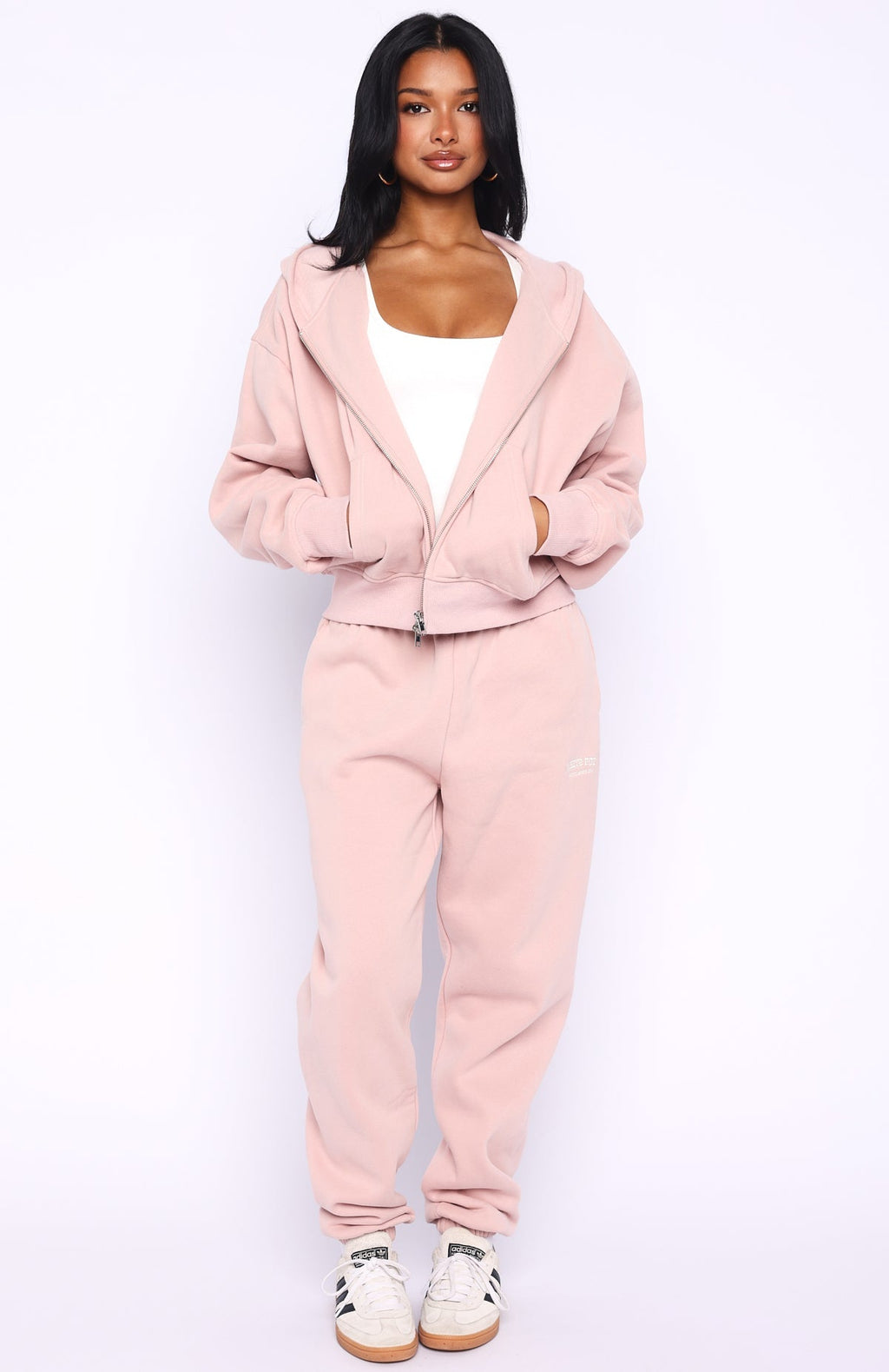 Can't Miss It Boxy Zip Front Hoodie Dusty Pink