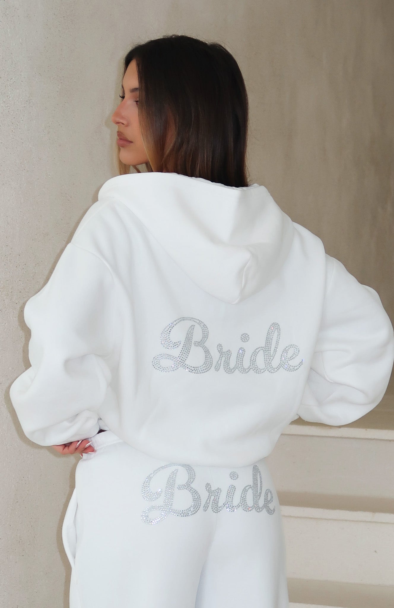 The Bride Boxy Zip Front Hoodie White