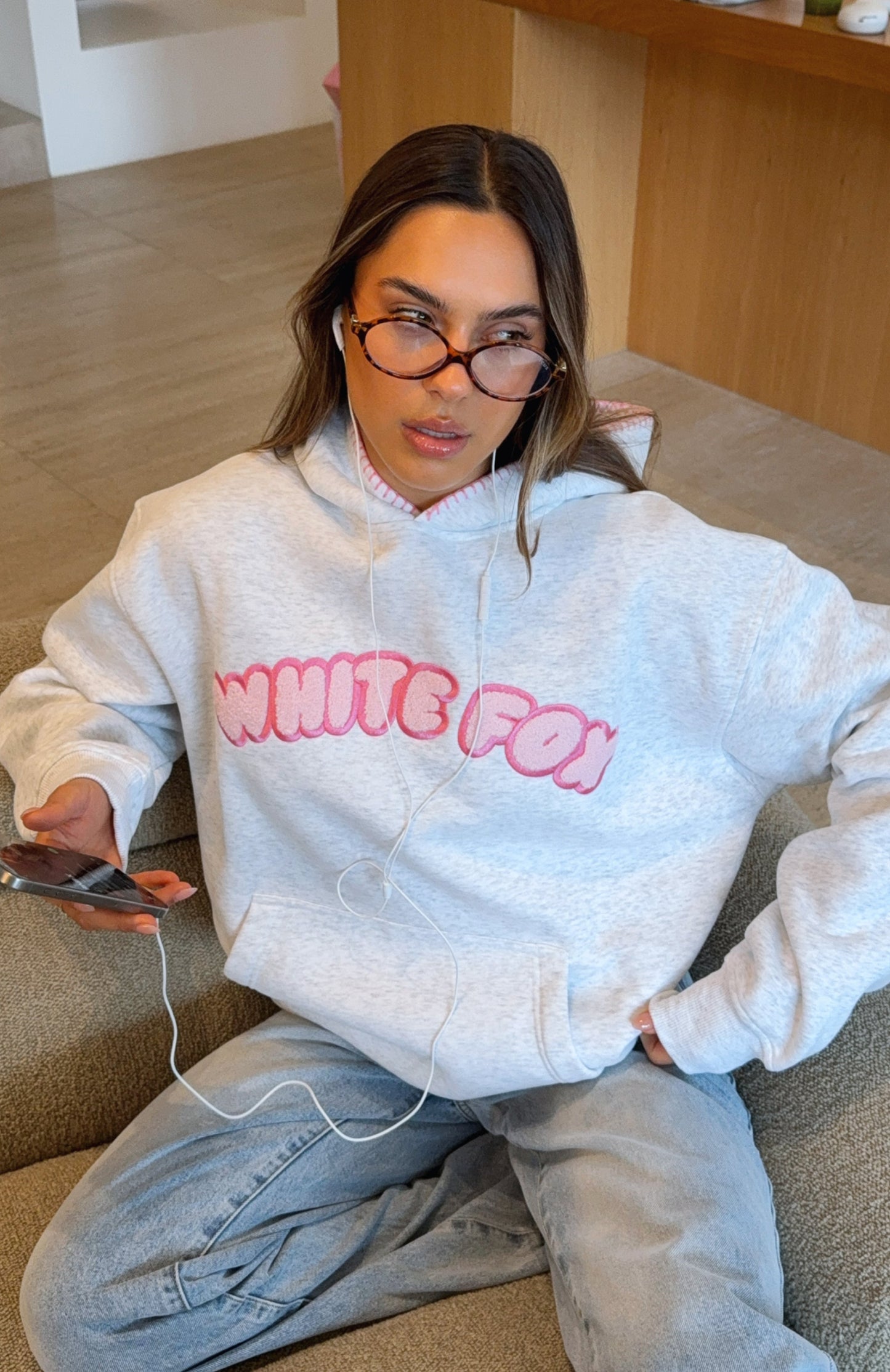 Vol. 1 Front Graphic Oversized Hoodie Grey Marle